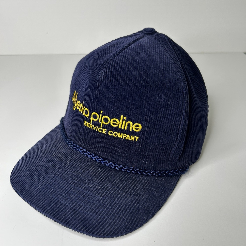 Vintage Alyeska Pipeline Service Company Corduroy Black Snapback Hat Alaska Oil